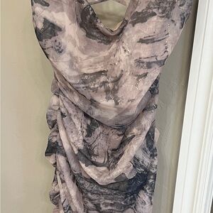 Windsor Taupe and Black Abstract Top